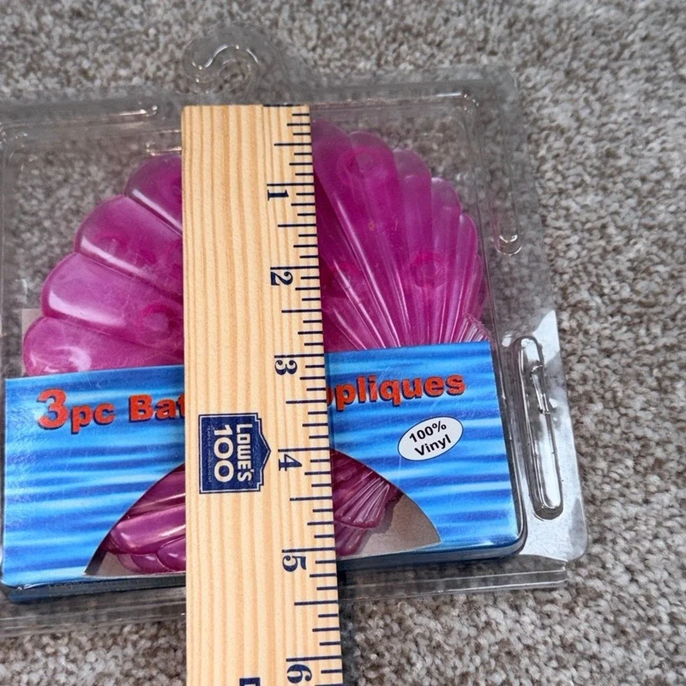 Vintage 3pc Pink Seashell Bathtub Applique Vinyl Suction Cup Ocean Desert Sales